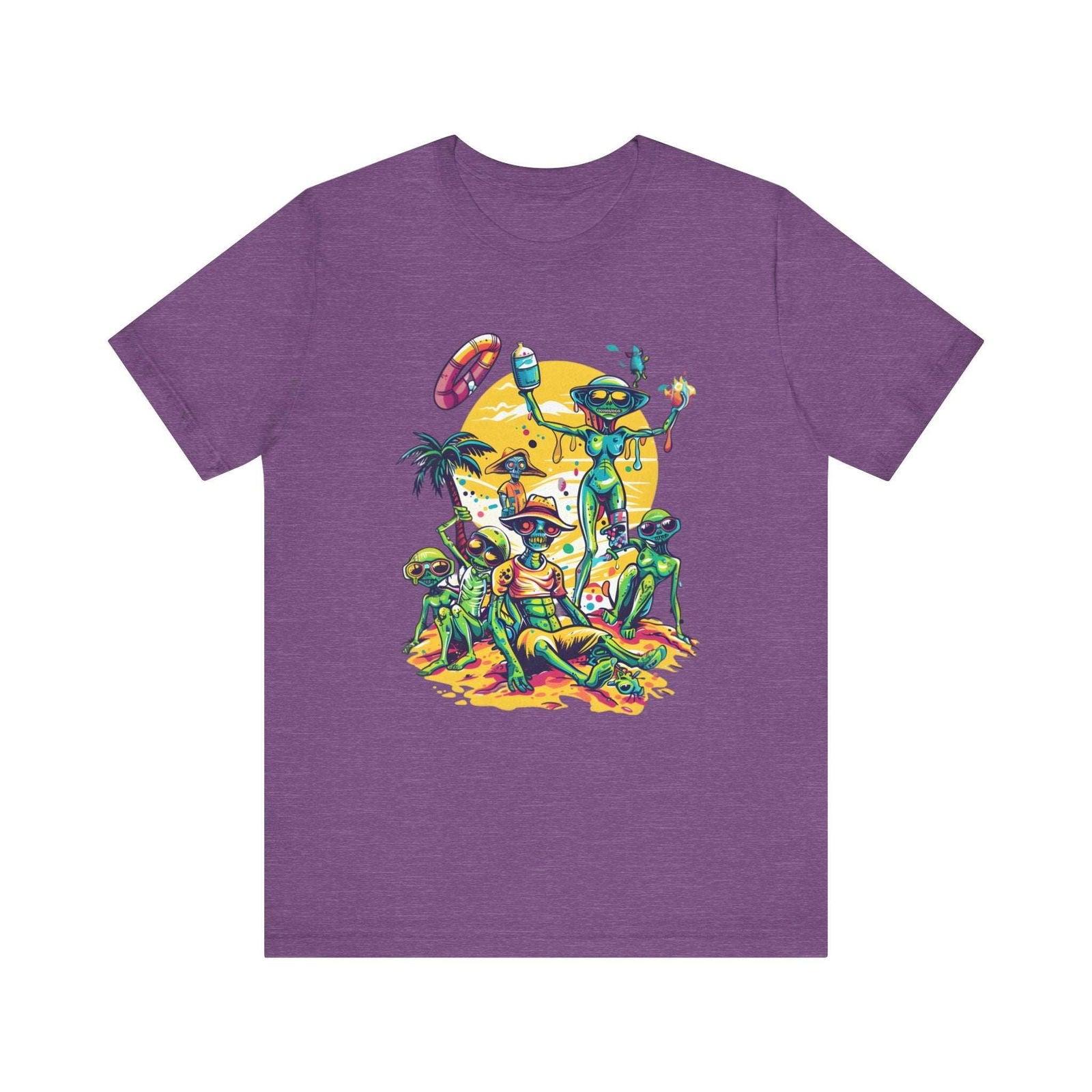 Alien Beach Party T Shirt | Heather Team Purple Twill Tees